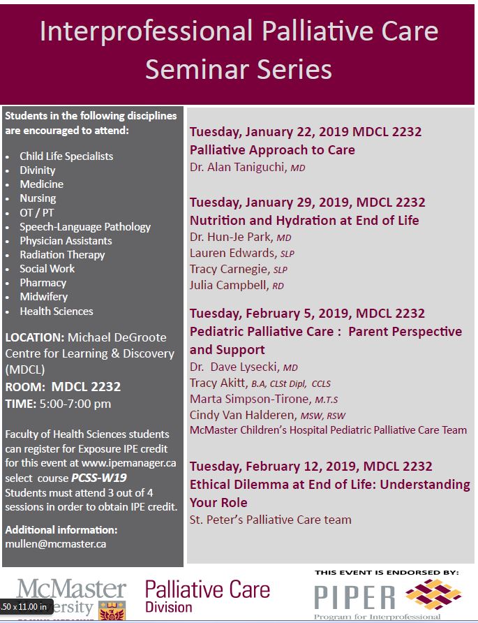 Interprofessional Palliative Care Seminar Series